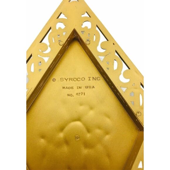 Vintage 70s Hollywood Regency MCM Syroco Diamond Gold Wall Plaques Hanging - Picture 7 of 7